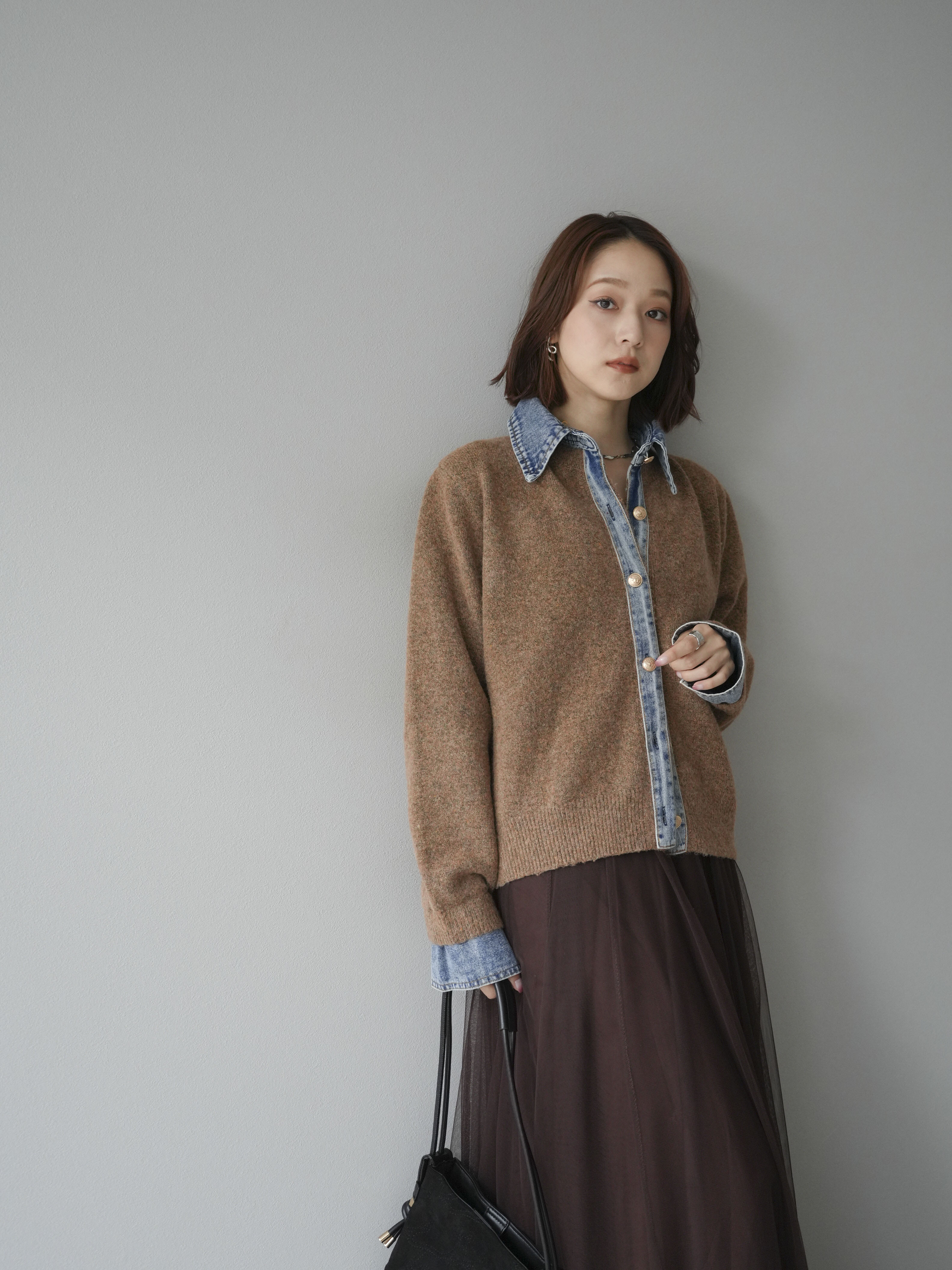 Lumier✴︎ デニム襟ボタンニットカーディガン✴︎ねね様 SET]デニム襟