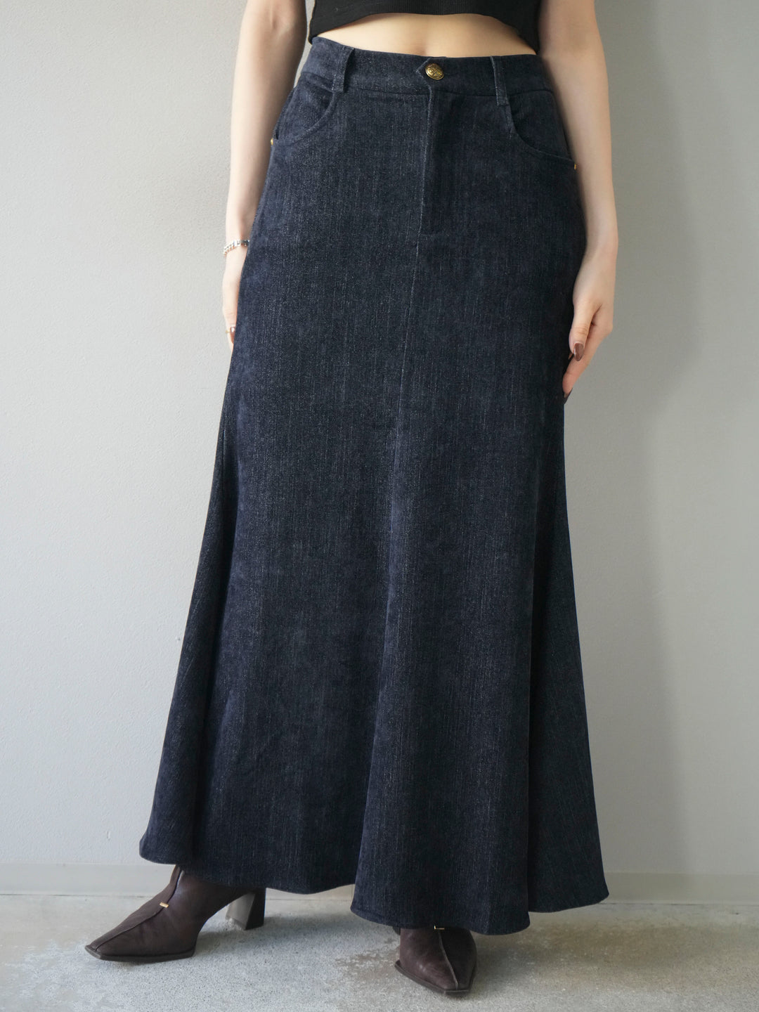 [予約]ベルベットマーメイドスカート/navy