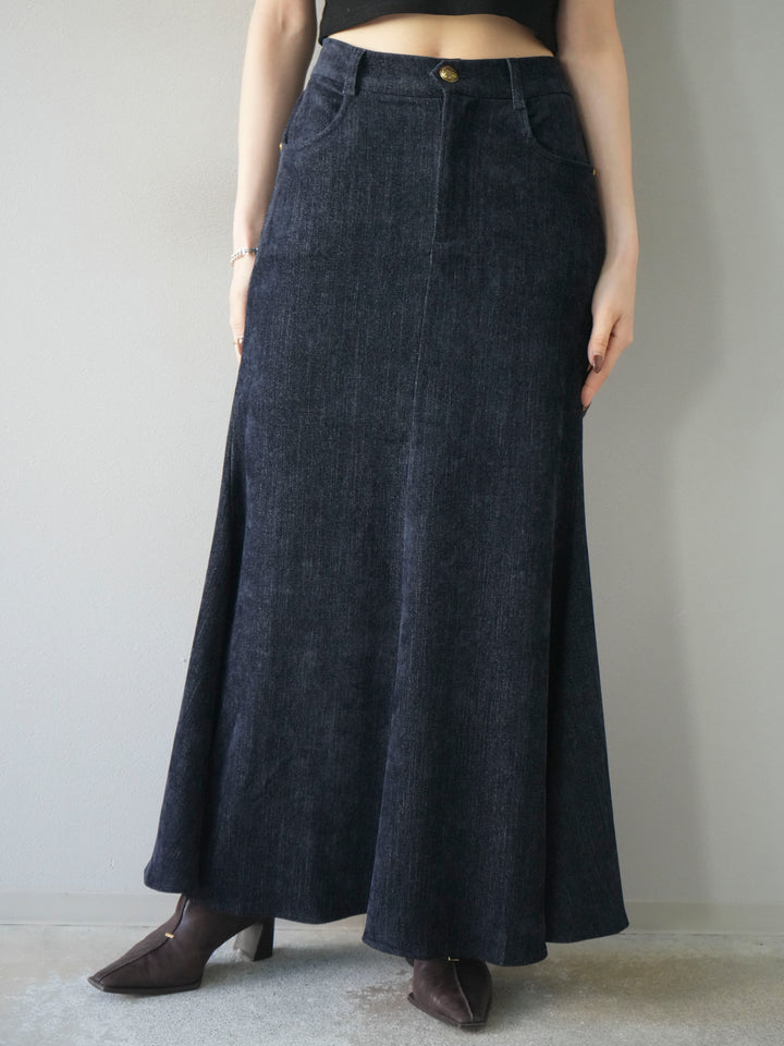 [予約]ベルベットマーメイドスカート/navy