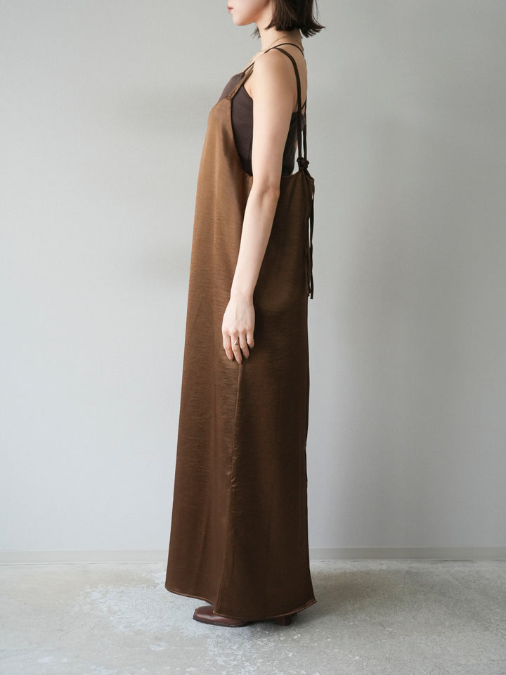 [予約]サテンキャミワンピース/ブラウン