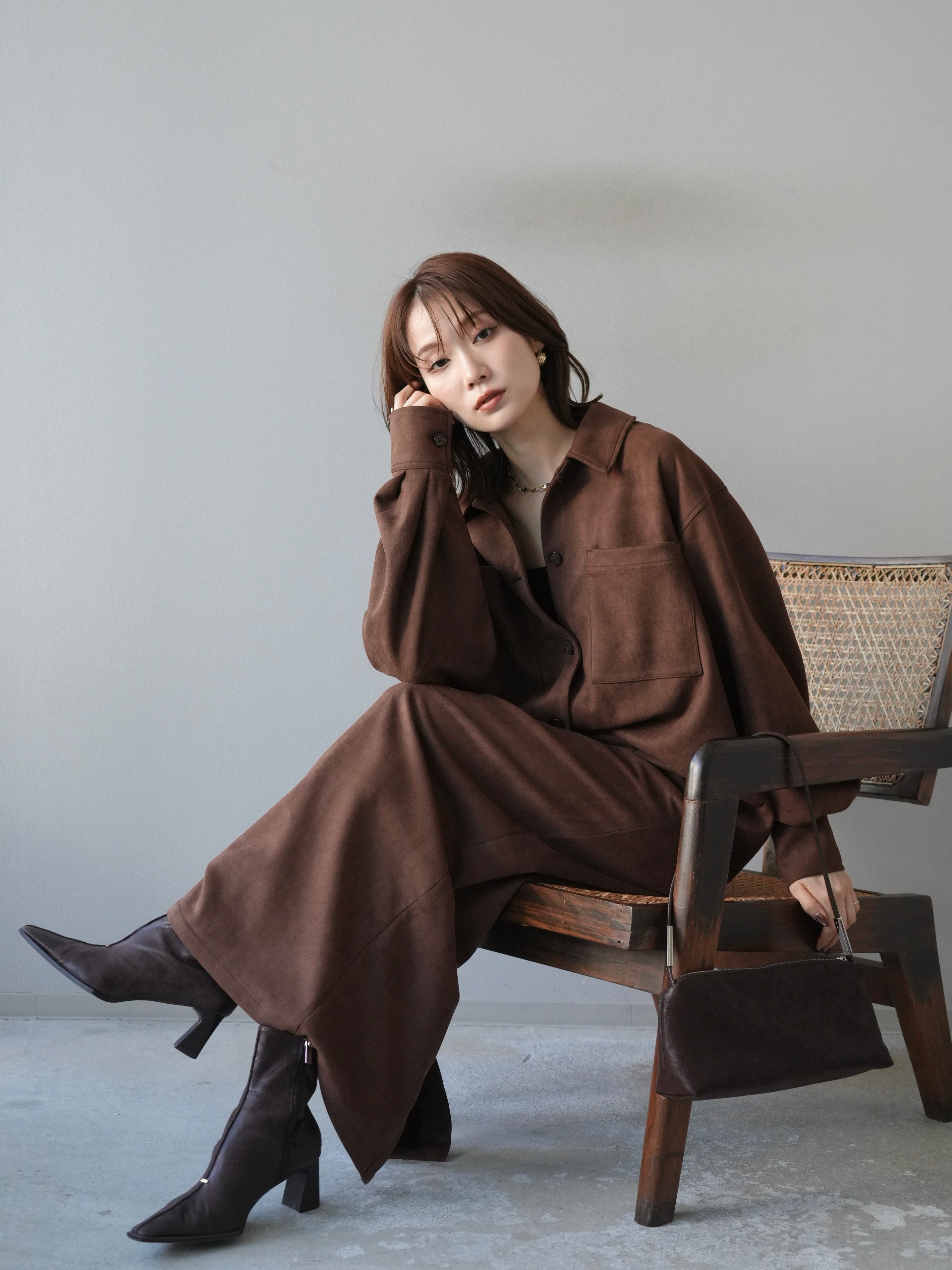 予約]スエードシャツジャケット/ブラウン – Lumier