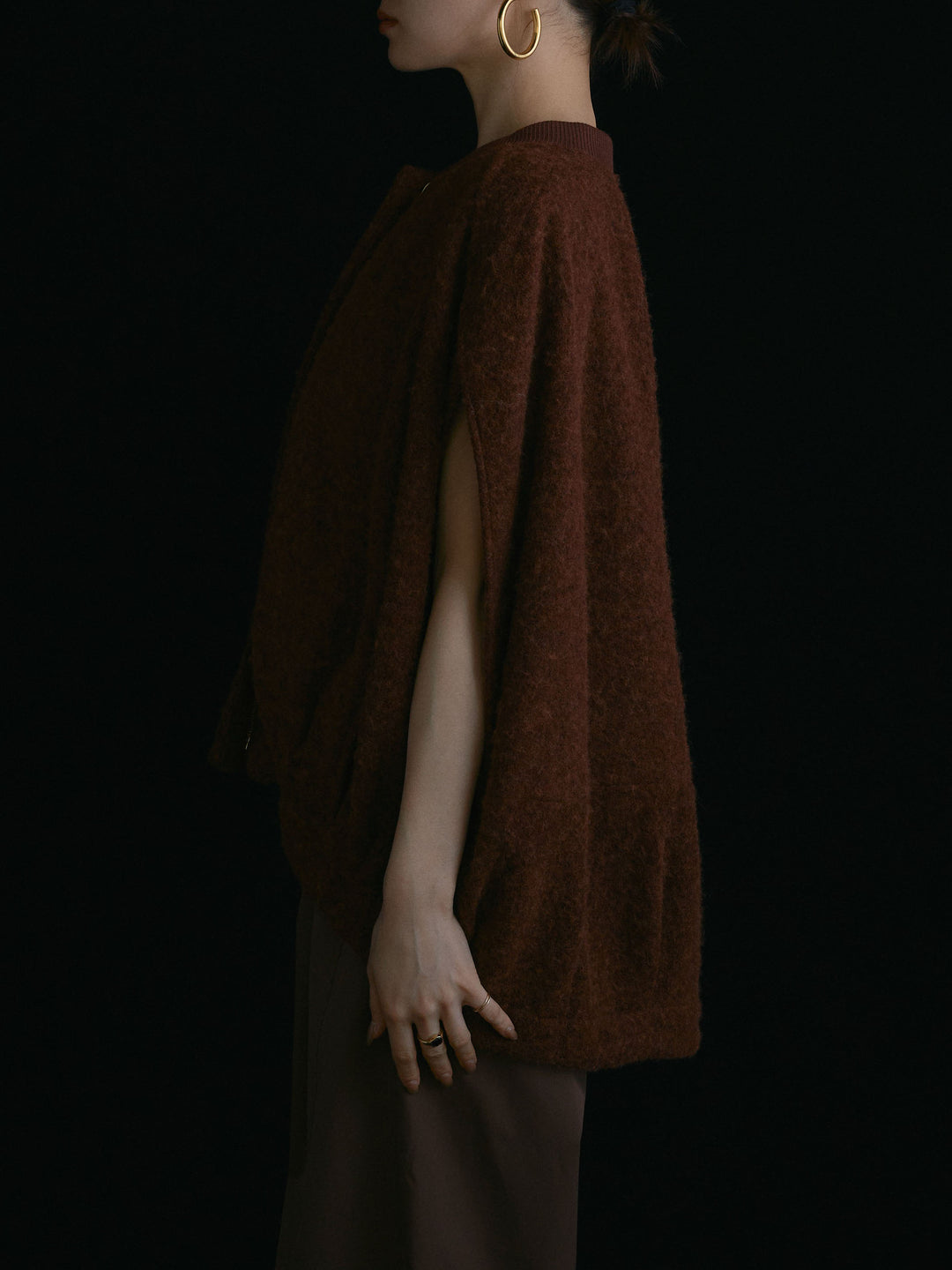 [予約]ウール混コクーンブルゾン/ブラウン