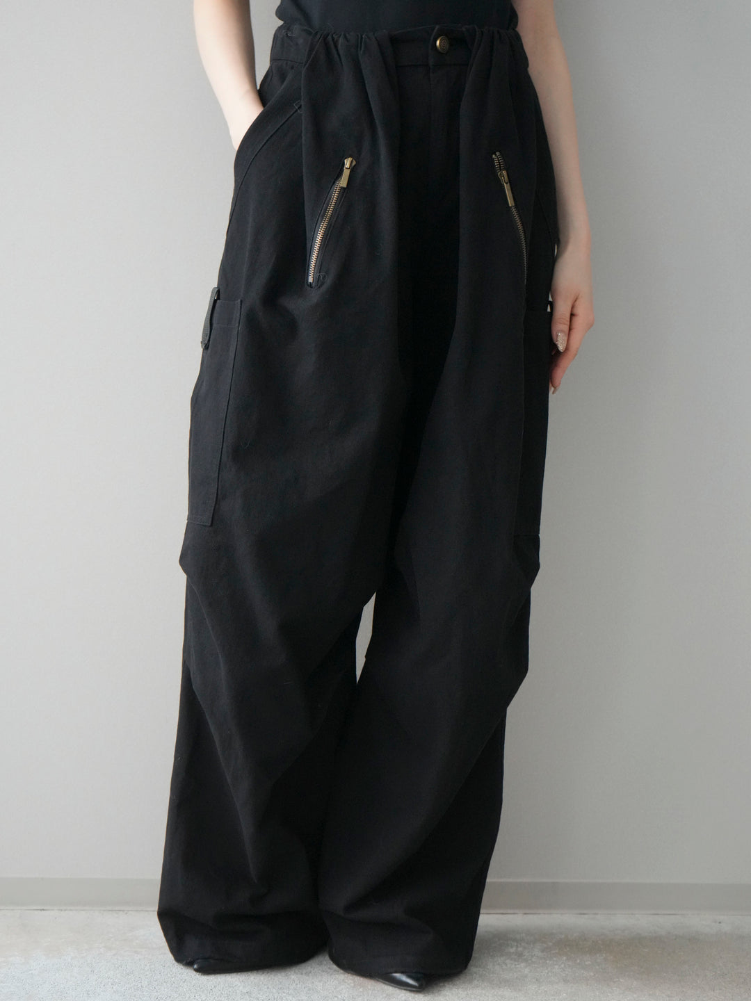 [予約]コットンタックループパンツ/black