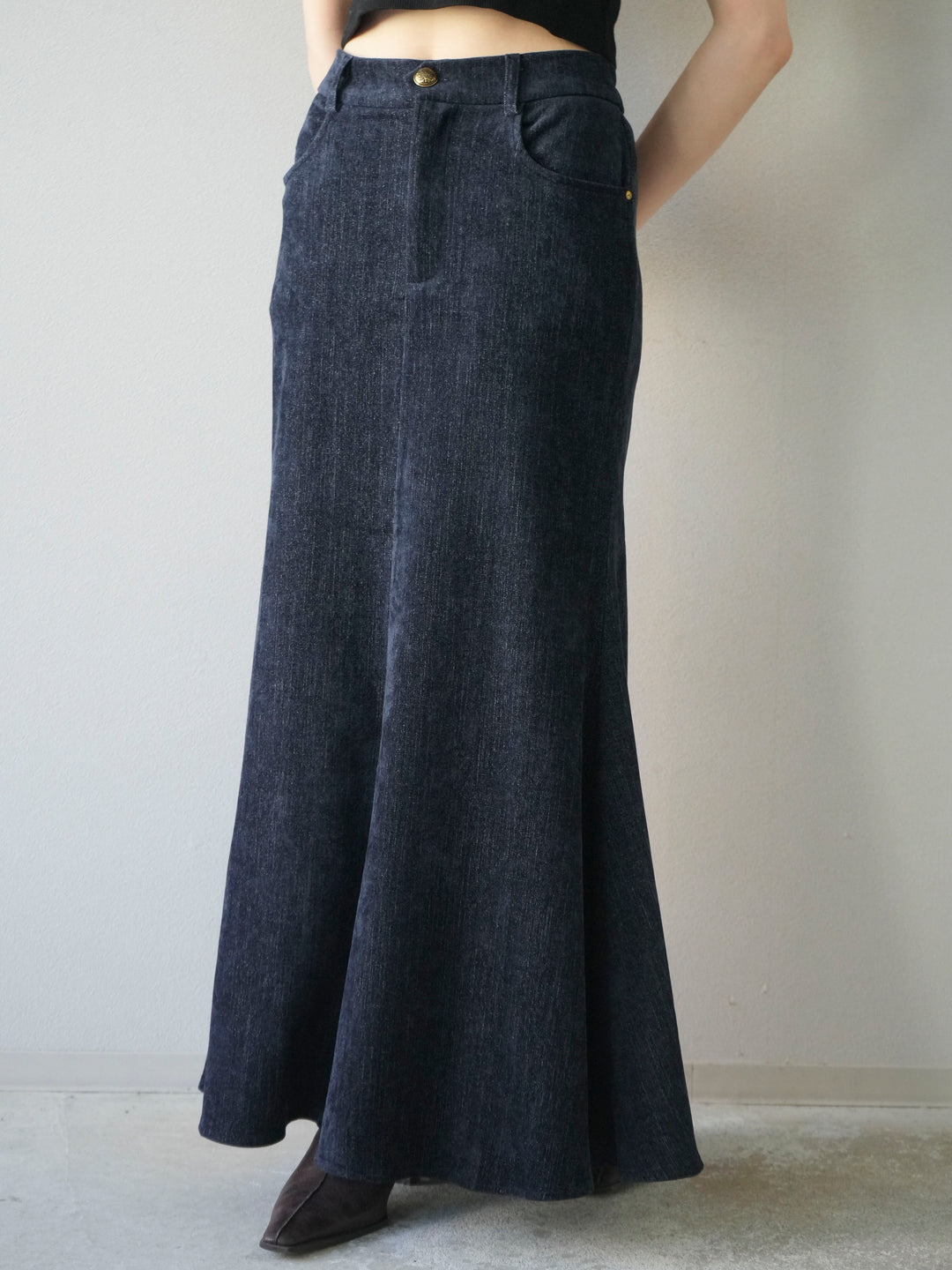 [予約]ベルベットマーメイドスカート/navy