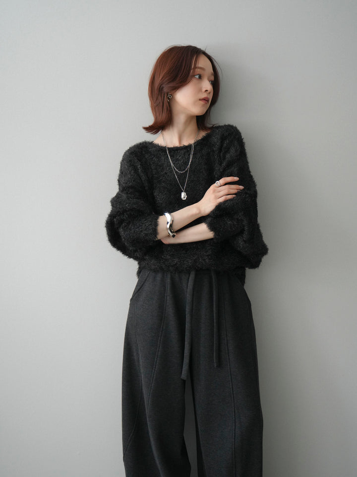 [予約]ラメシャギードルマンニットプルオーバー/black