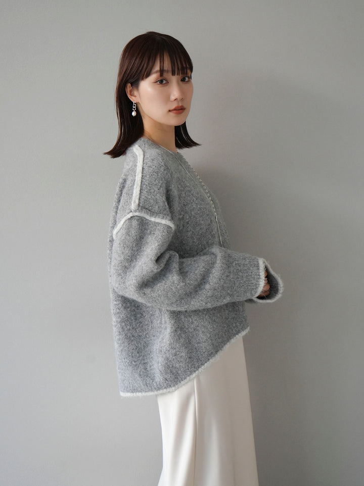 [預訂] 色彩協調針織套頭衫/灰色