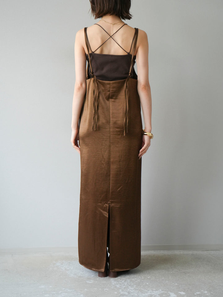 [予約]サテンキャミワンピース/ブラウン