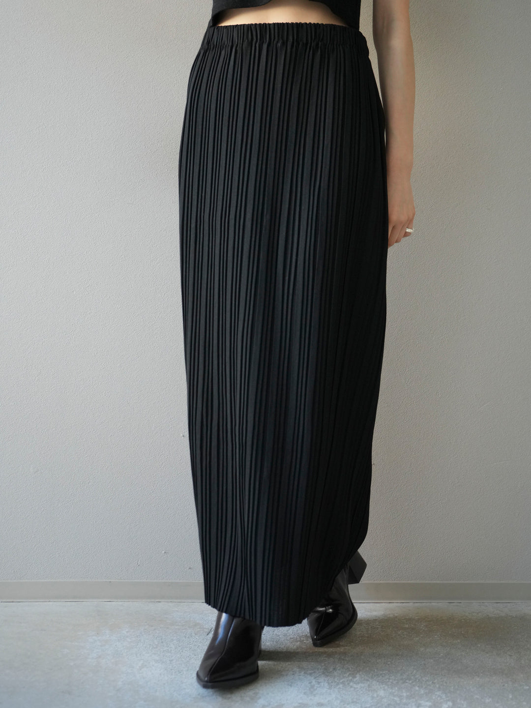 [予約]プリーツIラインスカート/black