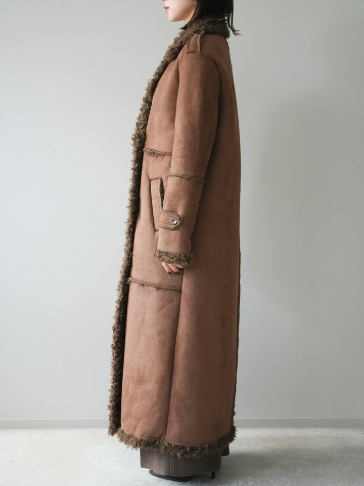 [予約]ムートンロングコート/brown
