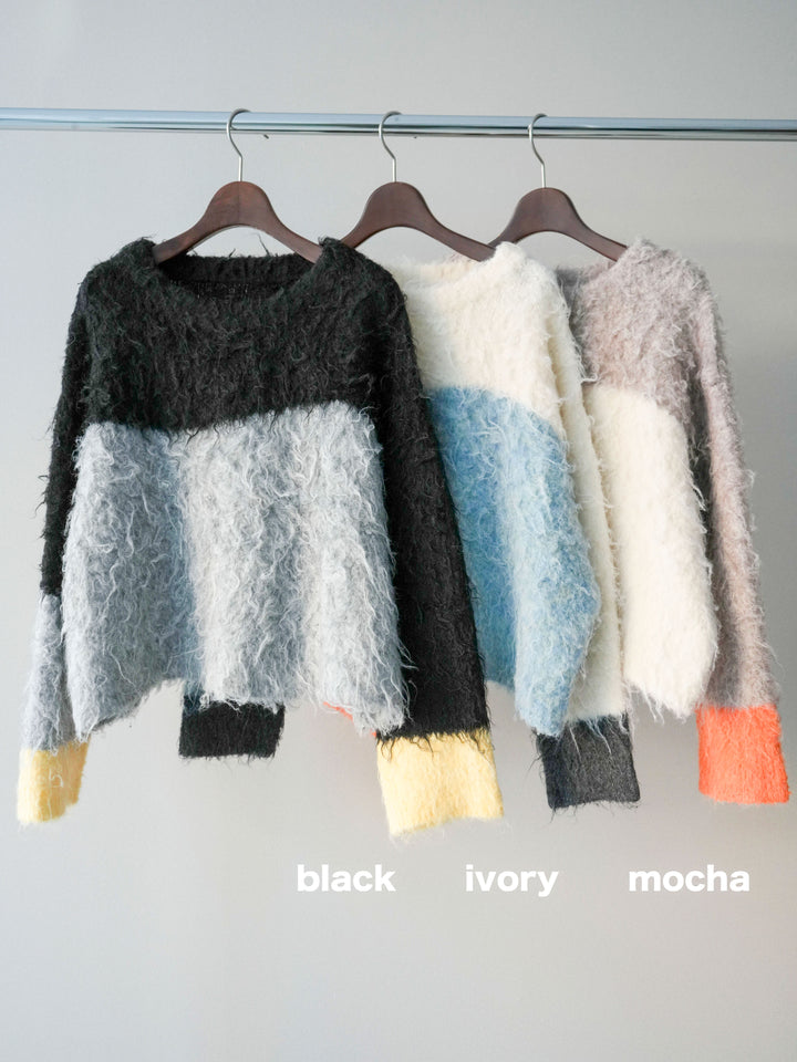 [SET]バイカラーモヘアタッチニットプルオーバー+バイカラーモヘアタッチニットプルオーバー(2set)