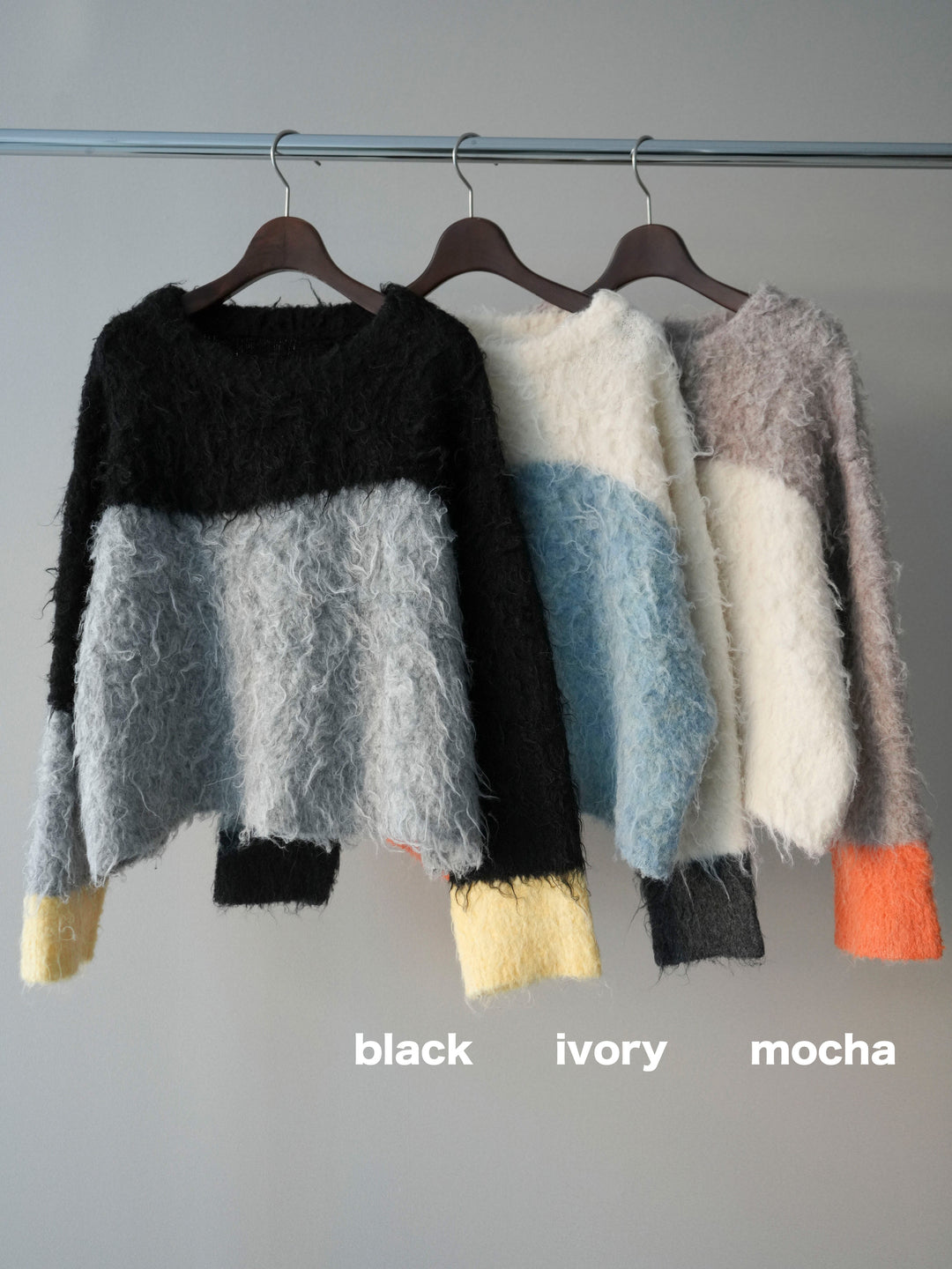 [SET]バイカラーモヘアタッチニットプルオーバー+コットンタックループパンツ(2set)