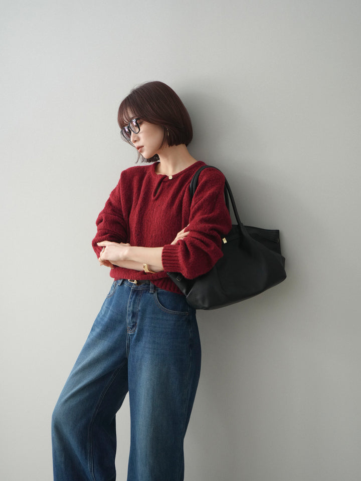 [SET]ツイストネックラメネップヤーンニットプルオーバー+ツイストネックラメネップヤーンニットプルオーバー(2set)