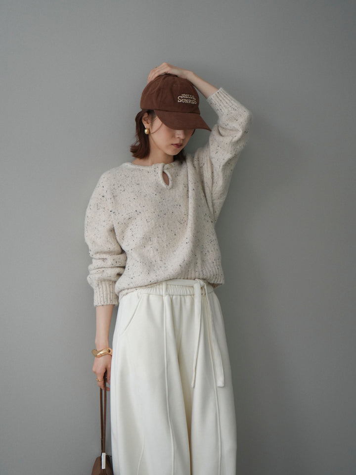 [予約]ツイストネックラメネップヤーンニットプルオーバー/ivory