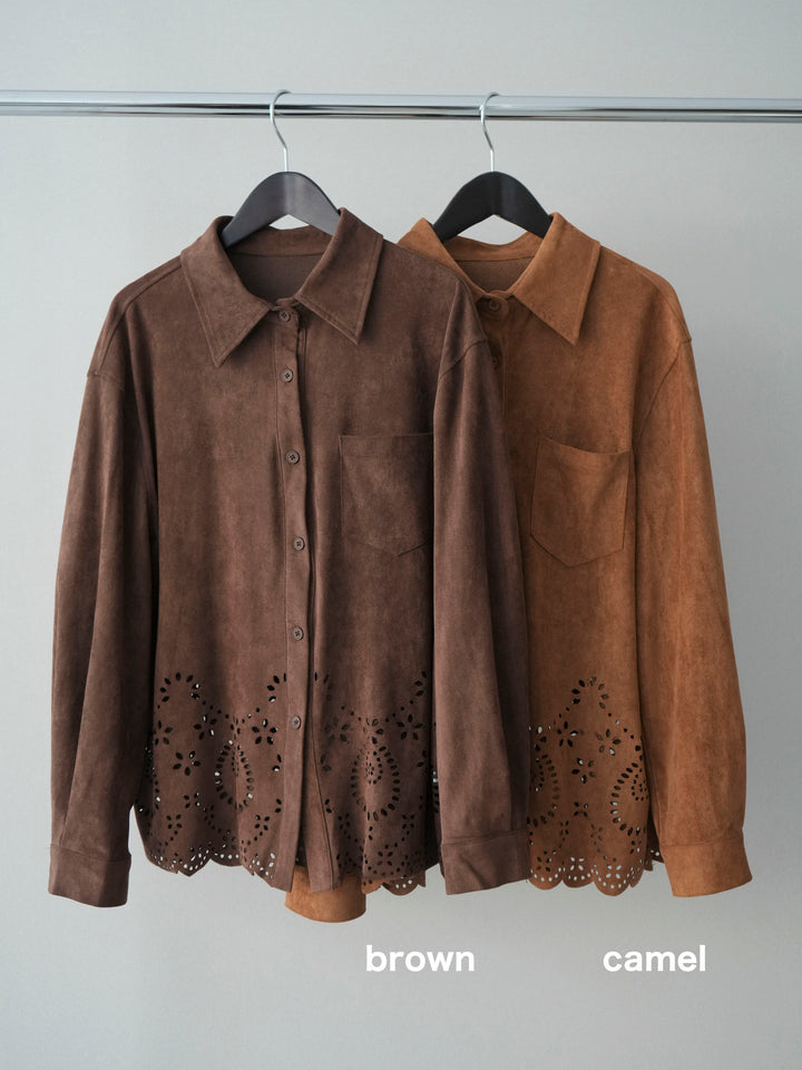 [SET]裾スカラップスエードシャツ+裾スカラップスエードシャツ(2set)