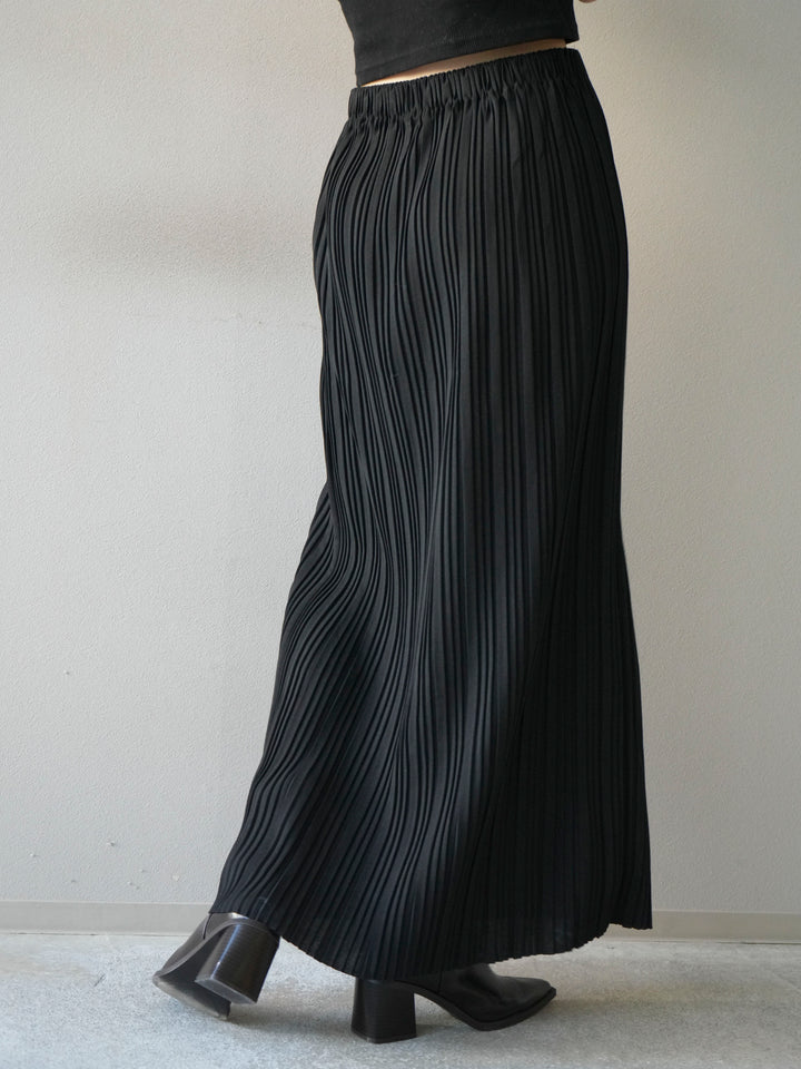 [予約]プリーツIラインスカート/black