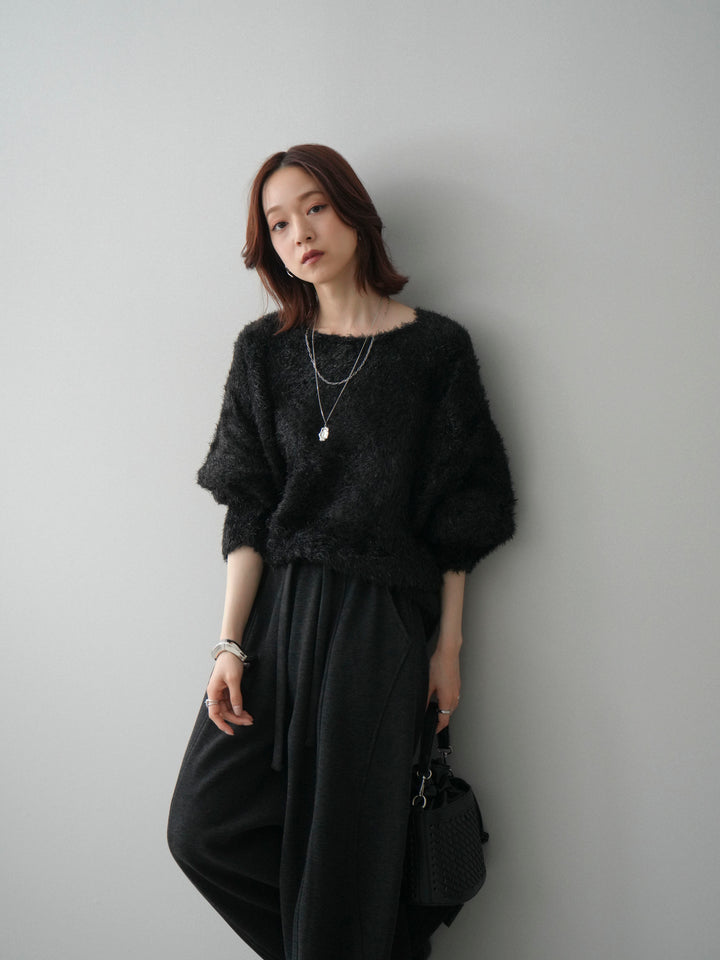 [予約]ラメシャギードルマンニットプルオーバー/black