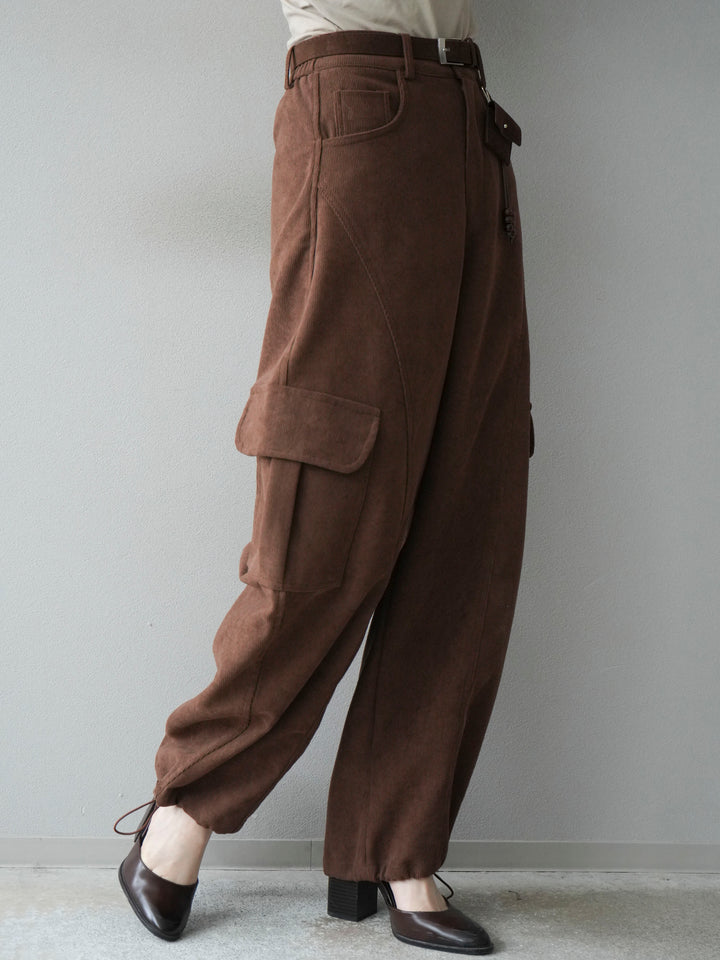 [予約]ベルト付コーデュロイカーゴパンツ/brown
