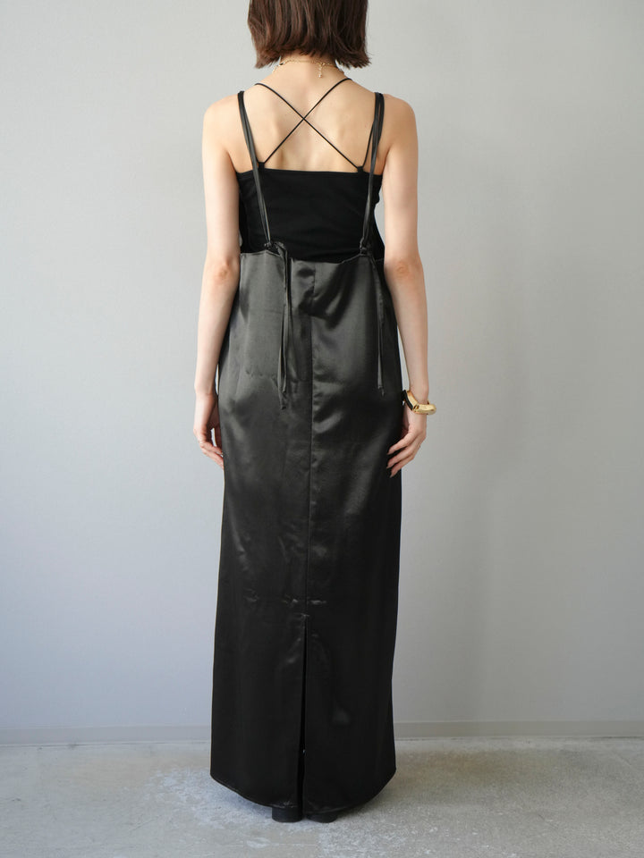 [予約]サテンキャミワンピース/ブラック