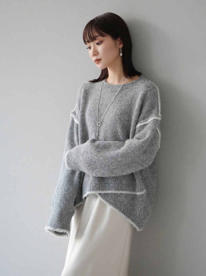 [預訂] 色彩協調針織套頭衫/灰色