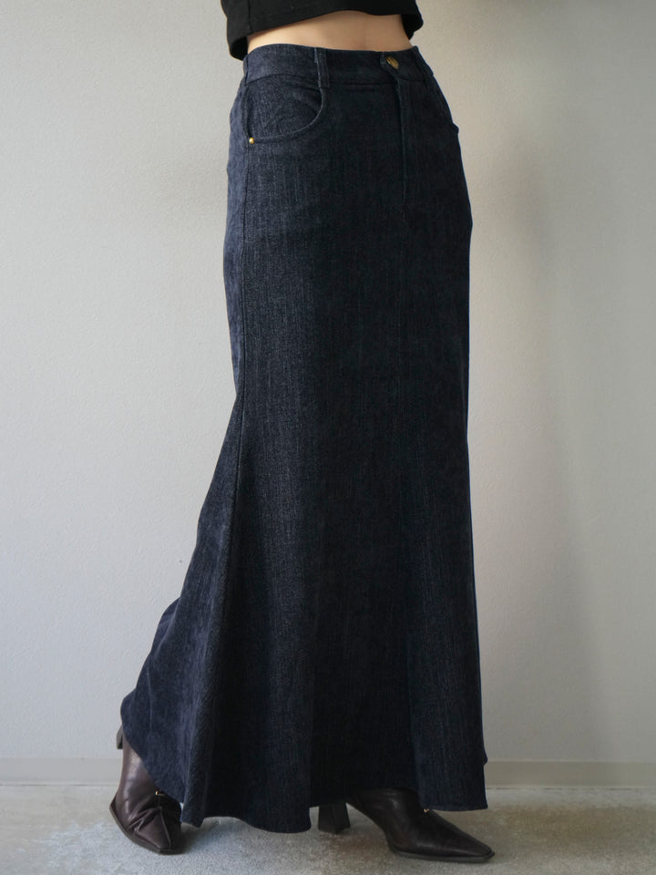 [予約]ベルベットマーメイドスカート/navy