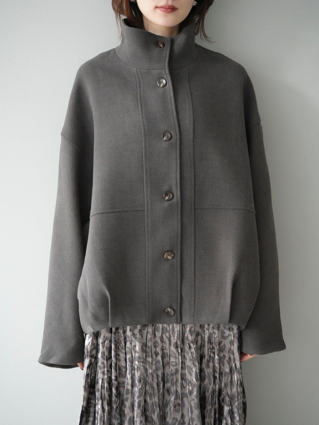 [予約]ストール付きミディアムコート/brown