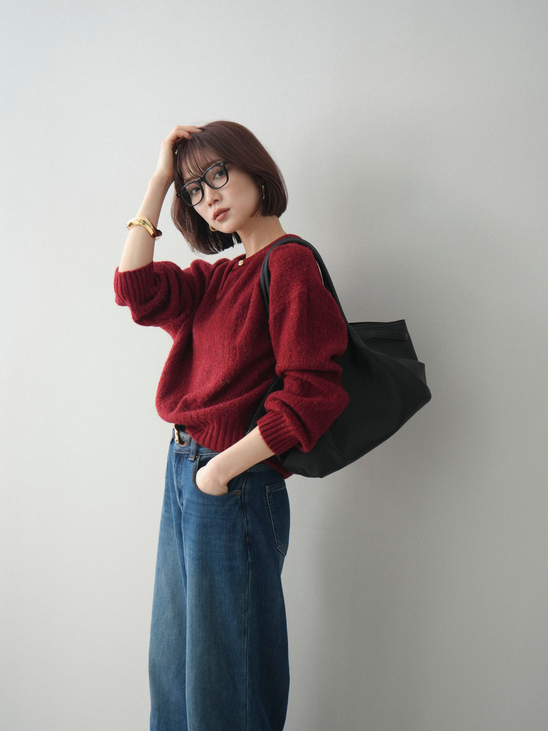 [SET]ツイストネックラメネップヤーンニットプルオーバー+ツイストネックラメネップヤーンニットプルオーバー(2set)