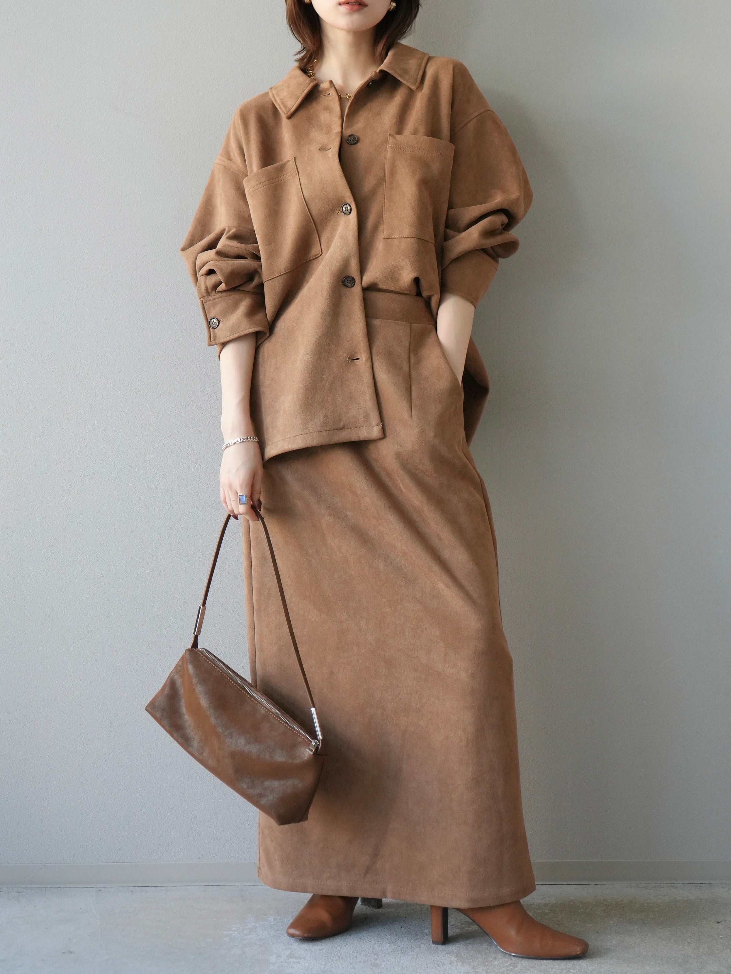 予約]スエードシャツジャケット/キャメル – Lumier