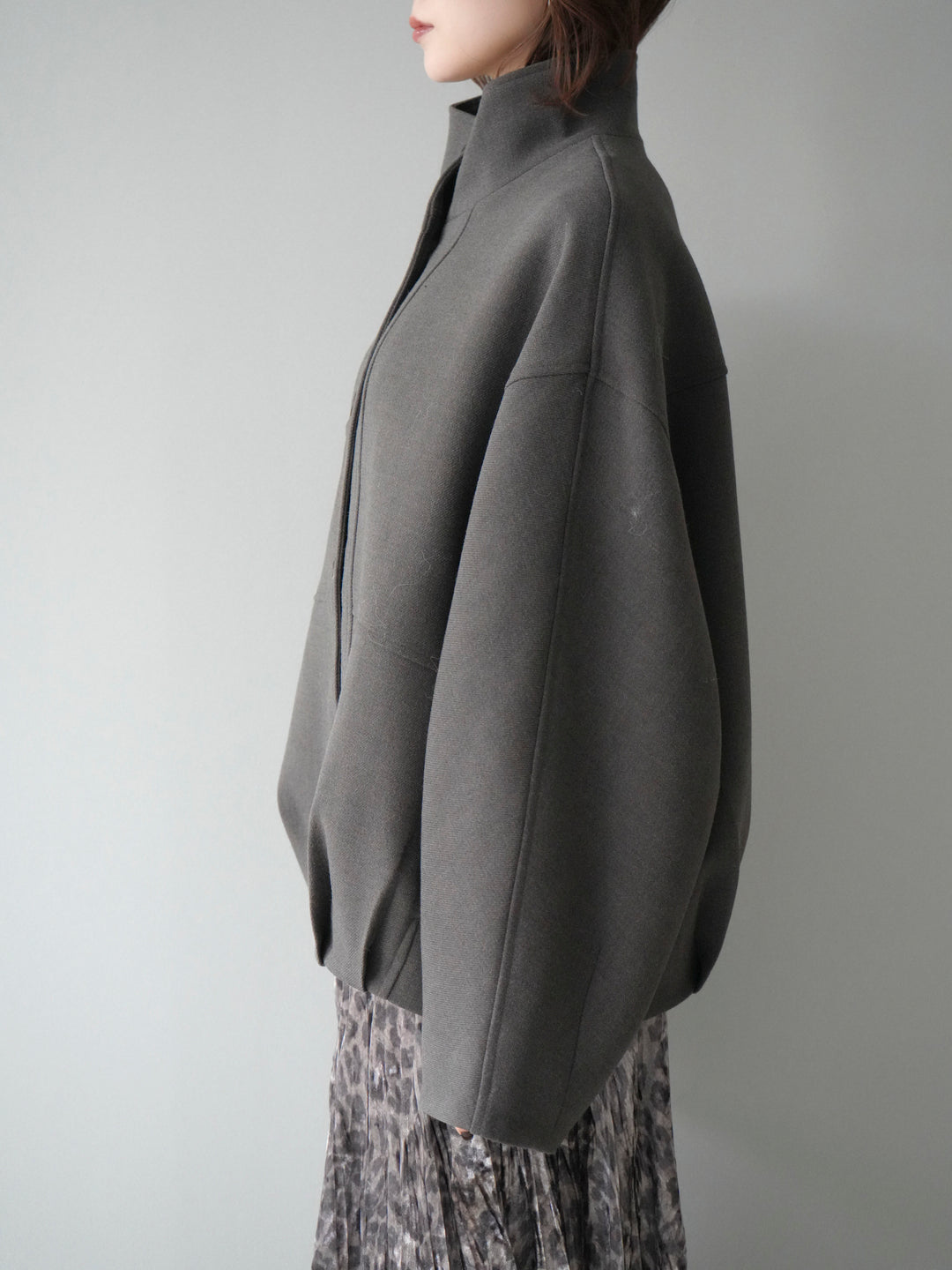 [予約]ストール付きミディアムコート/brown