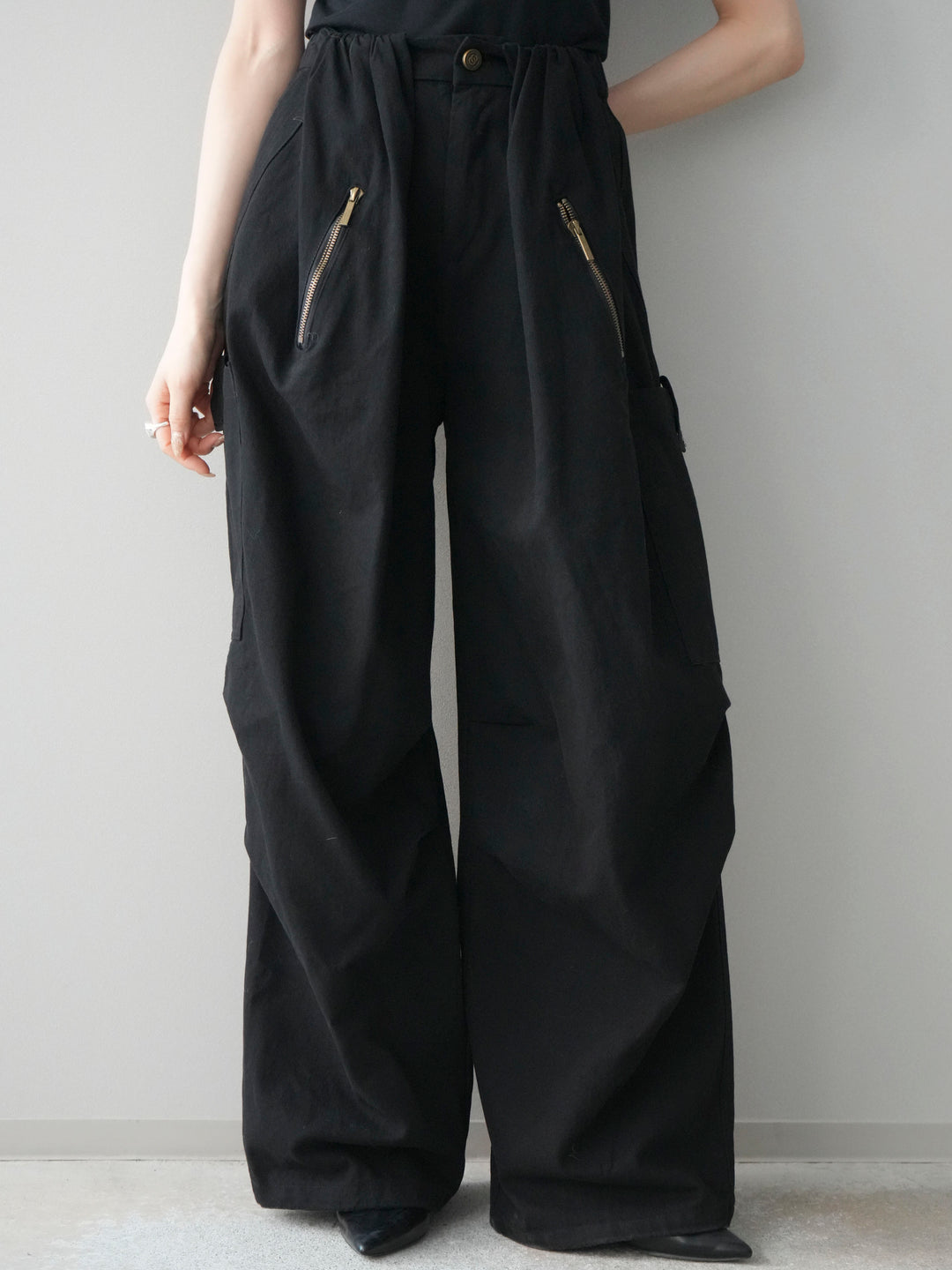 [予約]コットンタックループパンツ/black