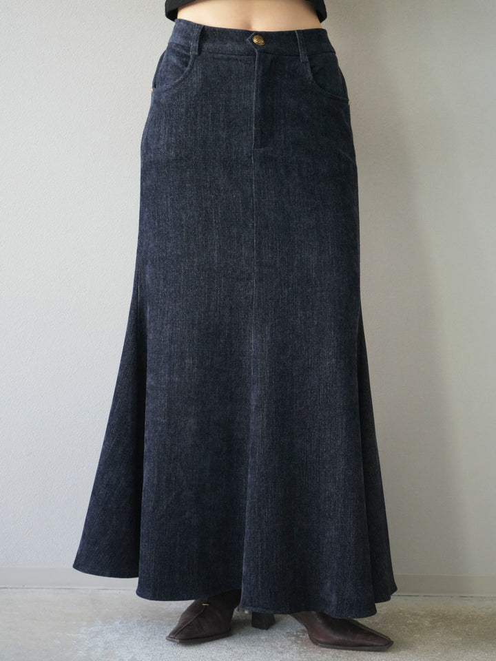 [予約]ベルベットマーメイドスカート/navy