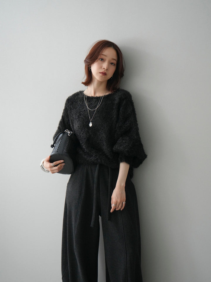 [予約]ラメシャギードルマンニットプルオーバー/black