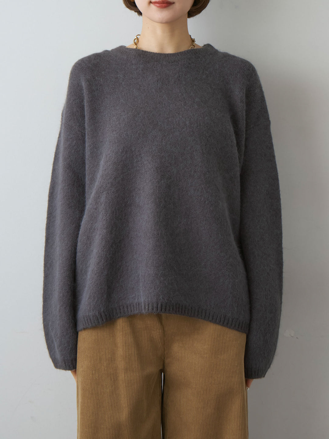 [予約]ソフトシャギークルーネックプルオーバー/darkgray