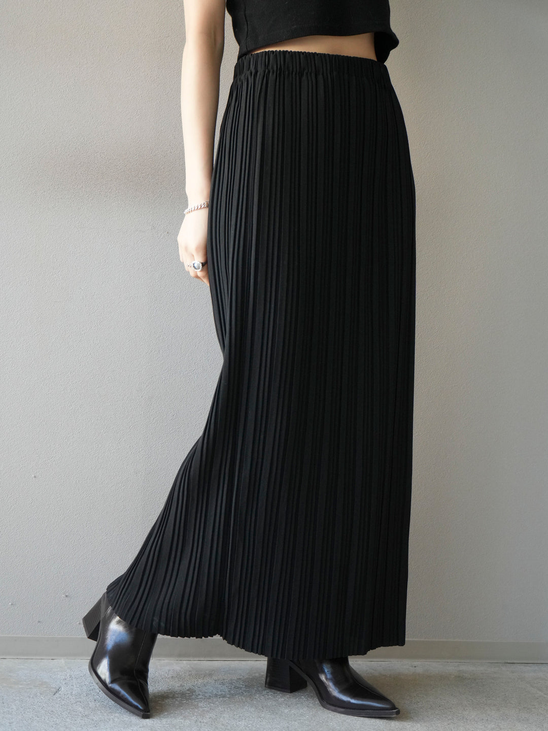 [予約]プリーツIラインスカート/black