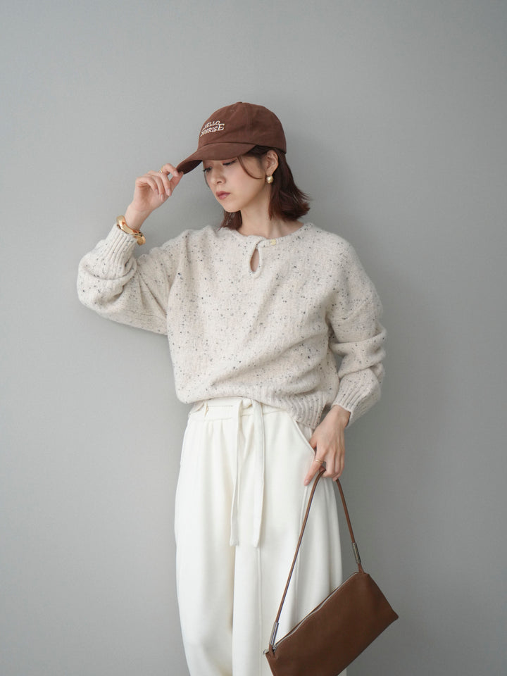 [予約]ツイストネックラメネップヤーンニットプルオーバー/ivory