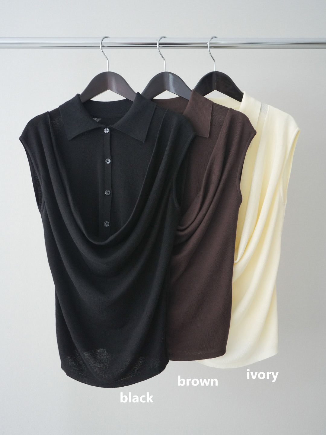 [SET]ノースリーブドレープニットトップス+フロントビジューカーブデニムパンツ(2set)