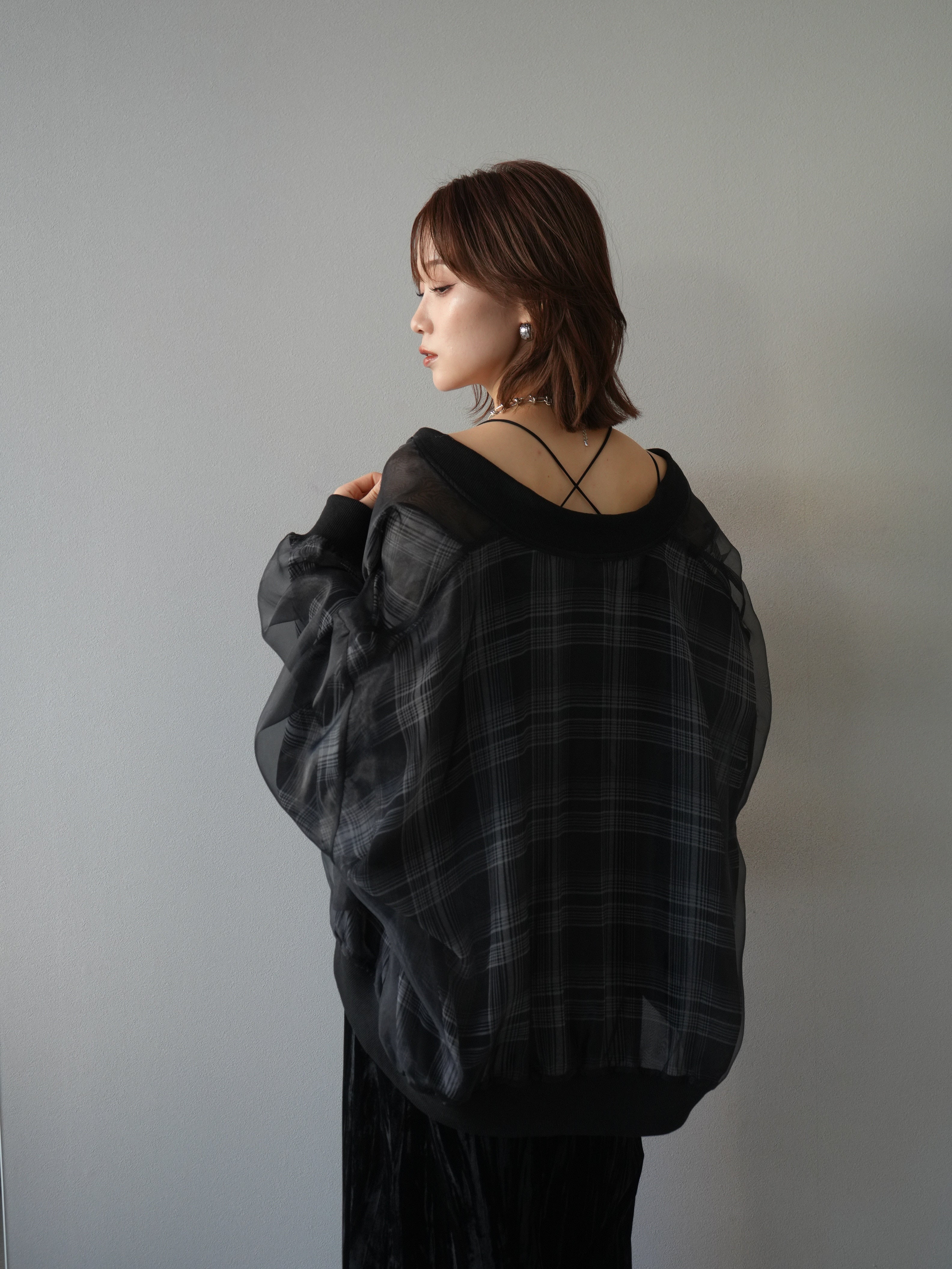 予約]チェックチュールドッキングブルゾン/ブラック – Lumier