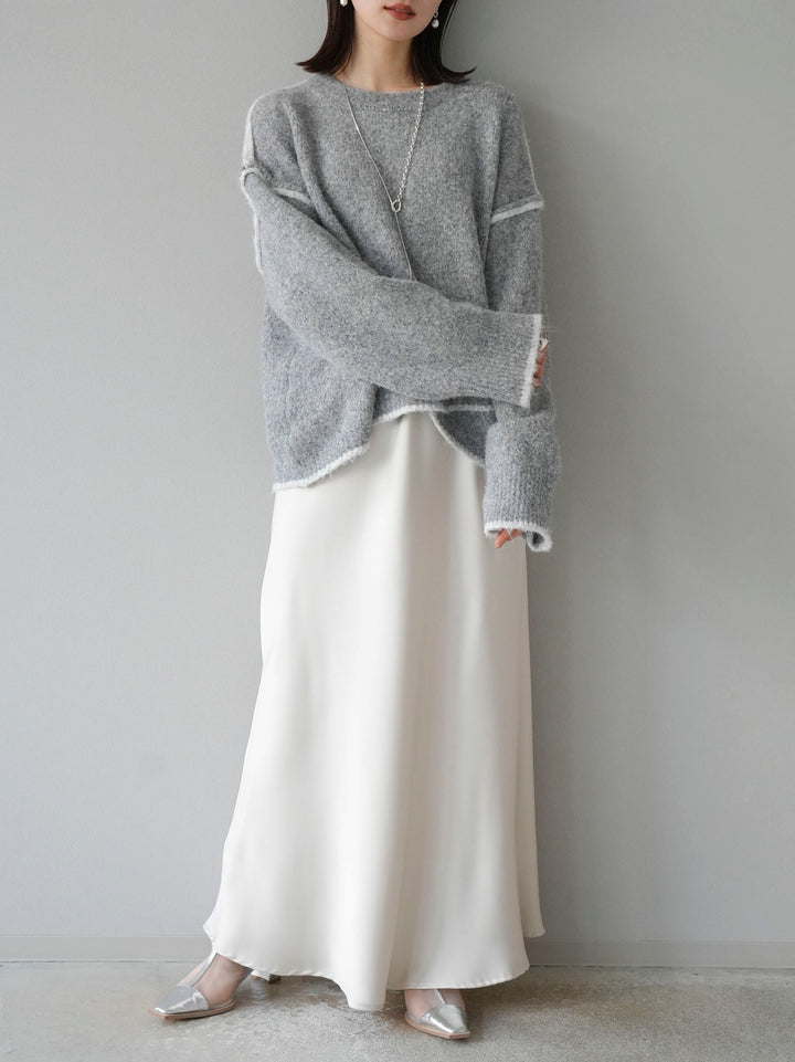 [預訂] 色彩協調針織套頭衫/灰色
