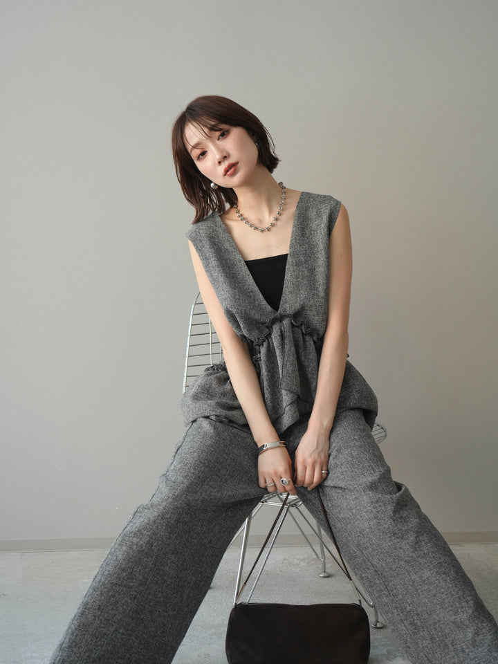 [SET]3WAYミックスツイードギャザーオールインワン+選べるアクセセット(2set)