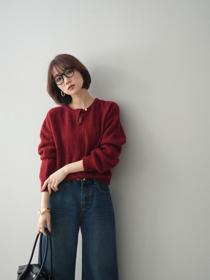 [SET]ツイストネックラメネップヤーンニットプルオーバー+ツイストネックラメネップヤーンニットプルオーバー(2set)