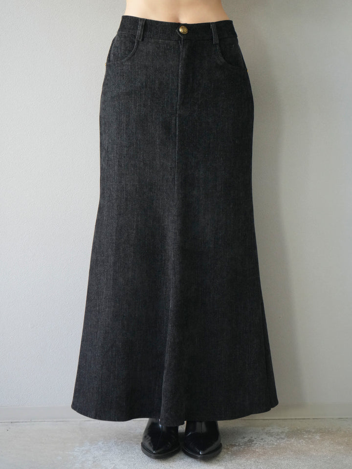 [予約]ベルベットマーメイドスカート/black