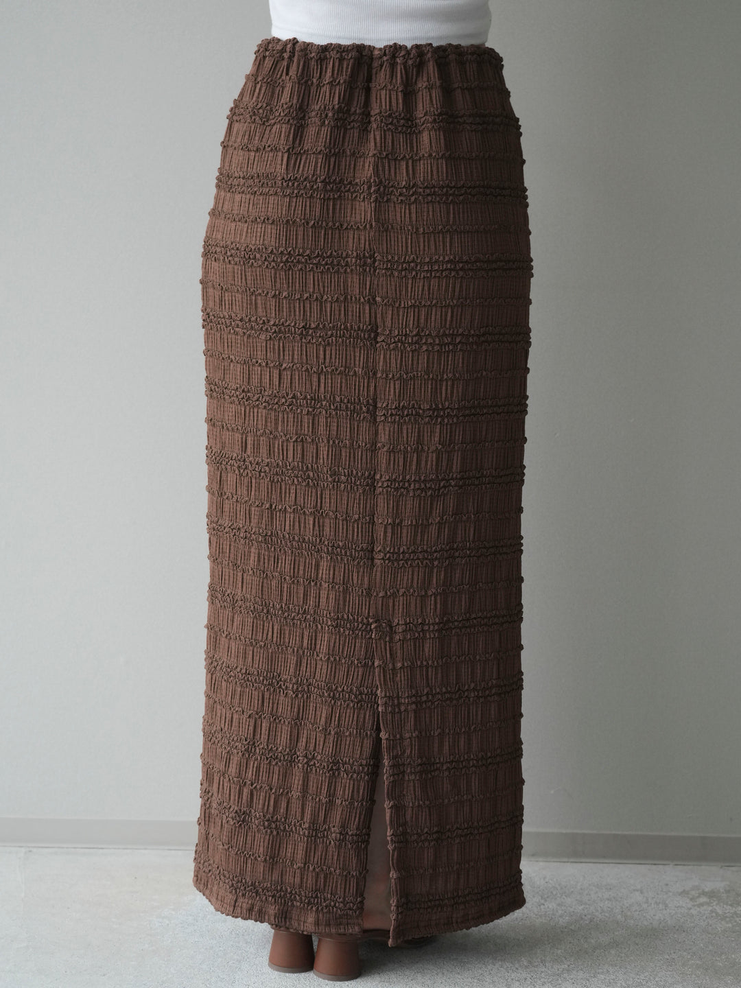 [予約]リップルIラインスカート/brown