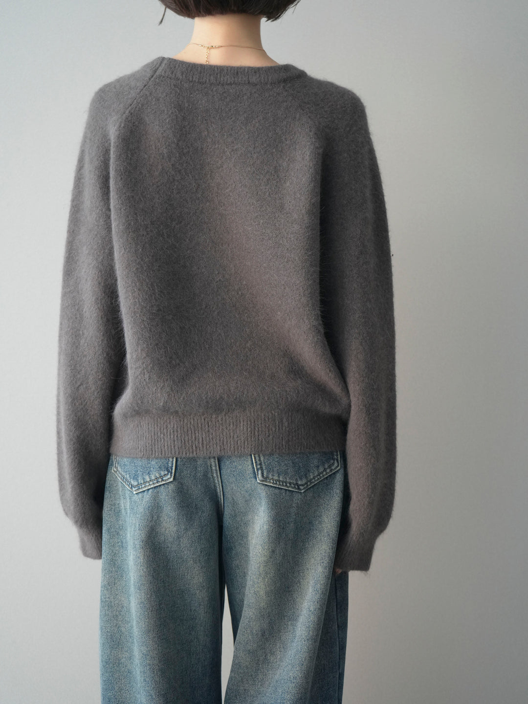 [予約]クルーネックモチモチニットプルオーバー/gray