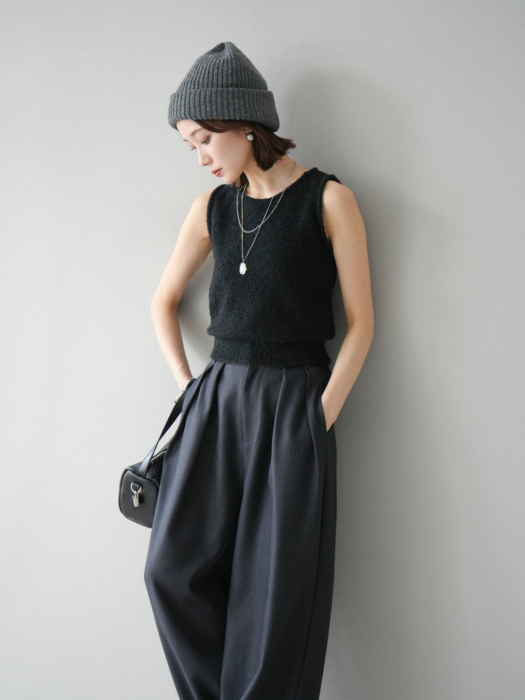 [予約]ニットビーニー/グレー