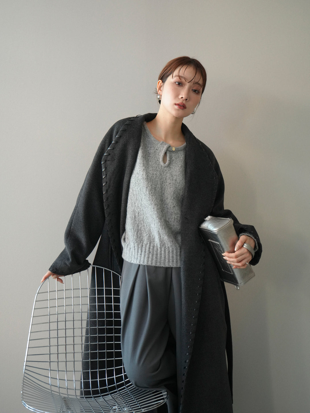 [SET]ハンドステッチ裏中綿ロングコート+ハンドステッチ裏中綿ロングコート(2set)