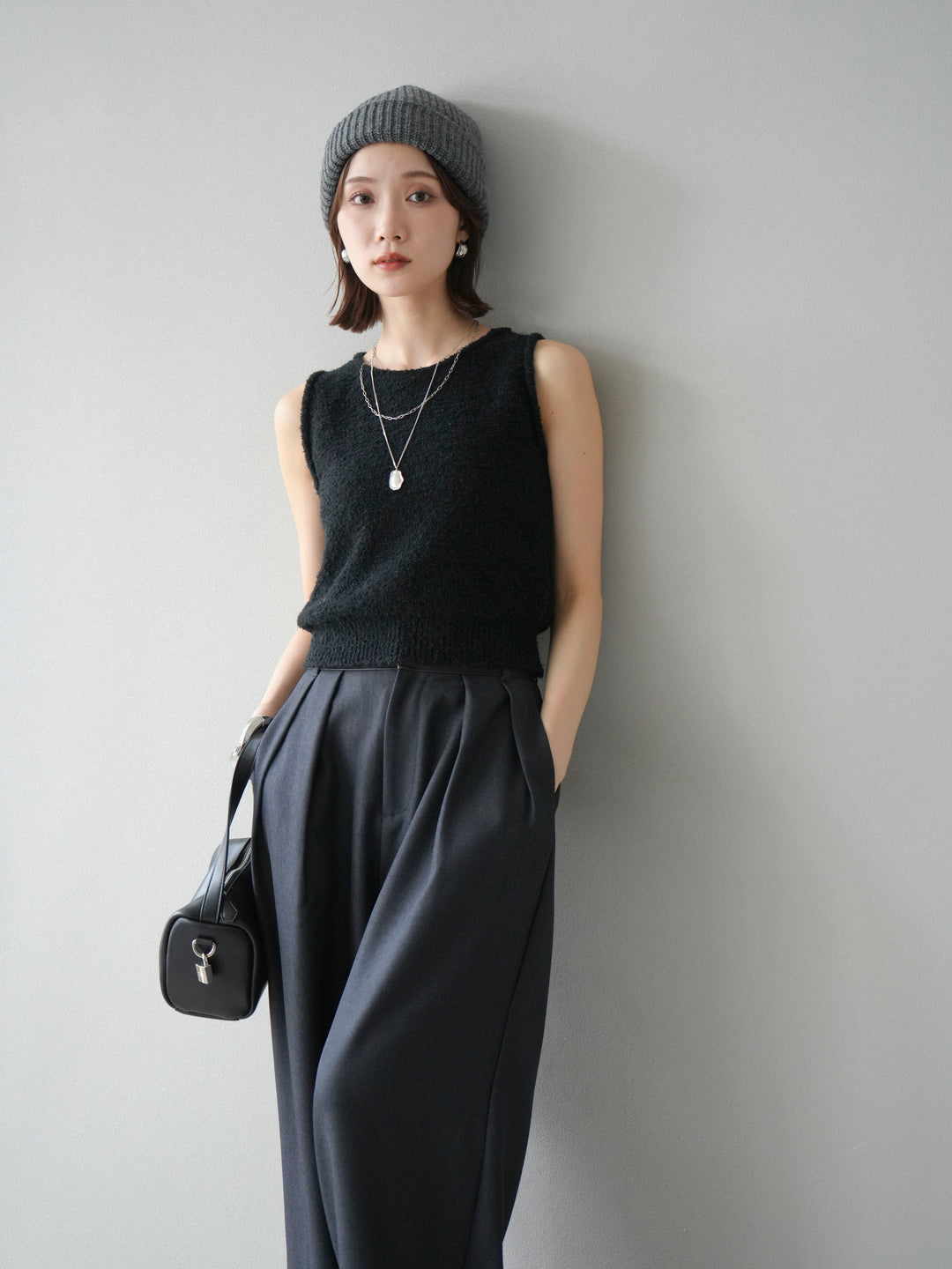 [予約]ニットビーニー/グレー