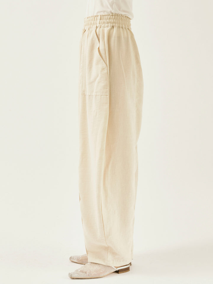 [予約]リネンライクベイカーバルーンパンツ/アイボリー