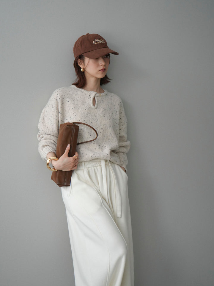 [予約]ツイストネックラメネップヤーンニットプルオーバー/ivory
