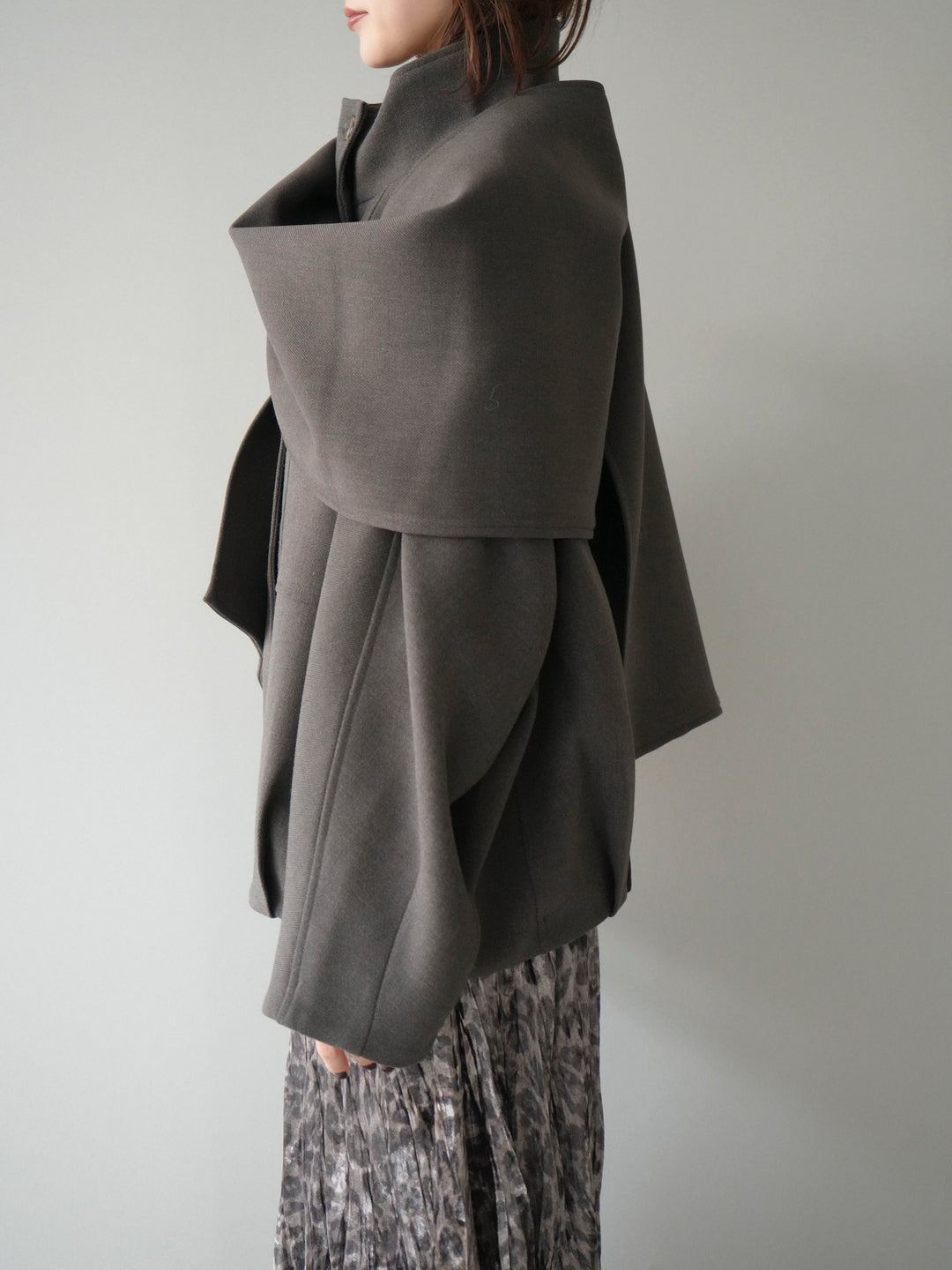 [予約]ストール付きミディアムコート/brown