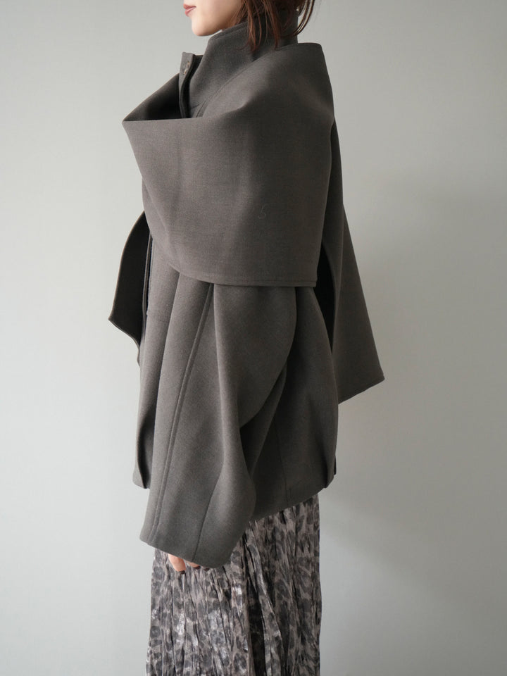 [予約]ストール付きミディアムコート/brown