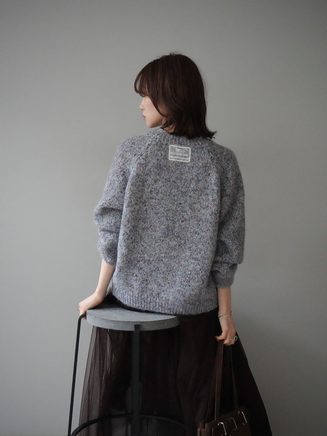 [SET]ロゴラベルミックスヤーンニットプルオーバー+ロゴラベルミックスヤーンニットプルオーバー(2set)